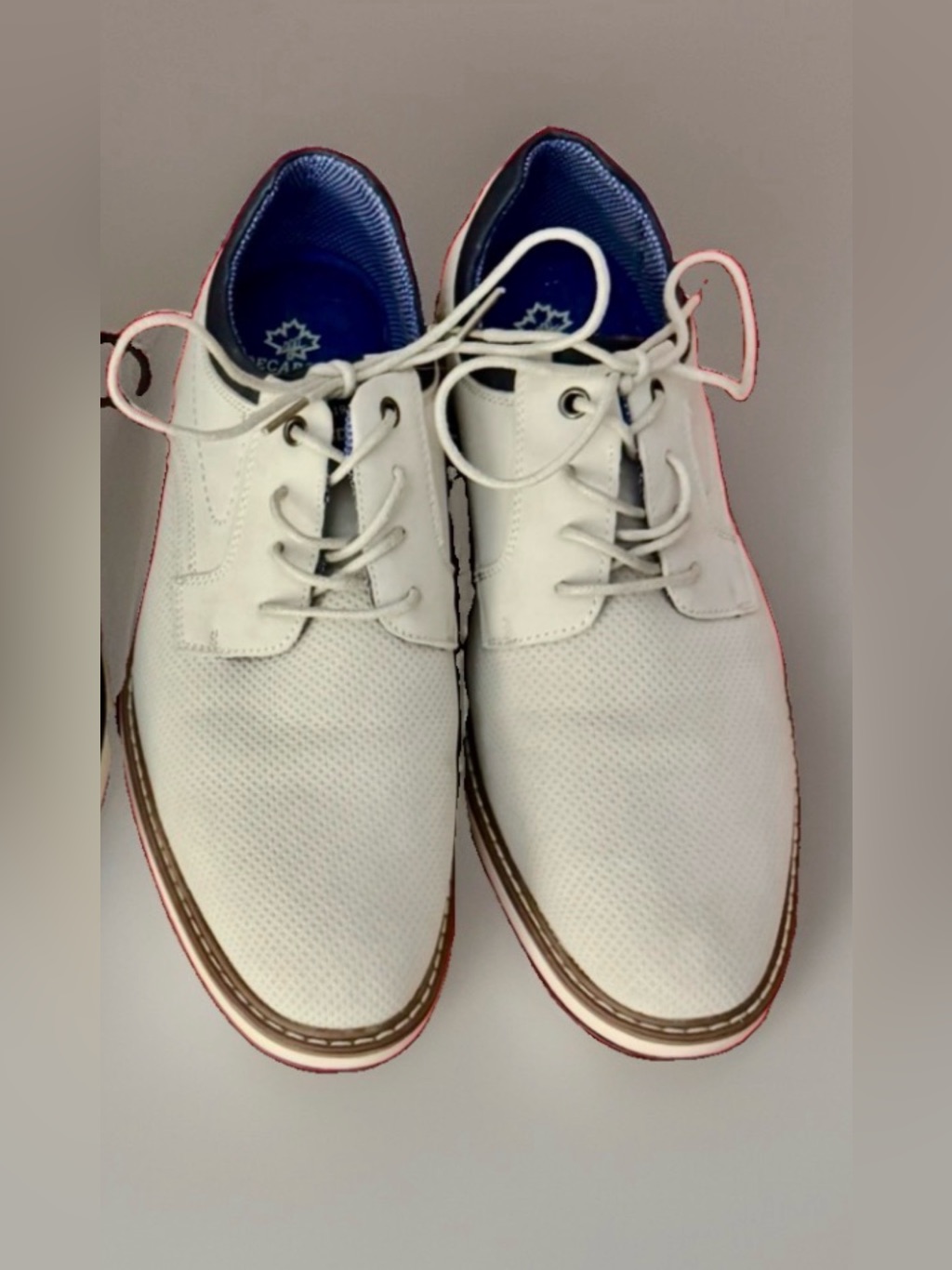 Decarsdz Men’s White (Or Bundle) Faux Leather Lace Up Hybrid Oxford Shoes Sz 7.5